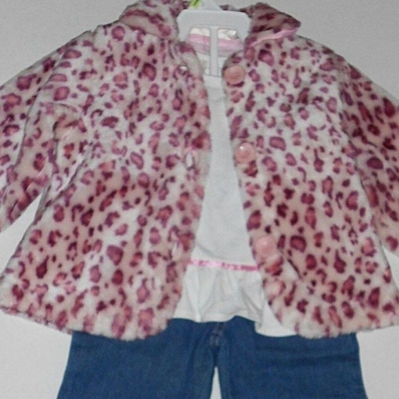 3 Pc Faux Fur Leopard Print Coat/Jacket Top Pants - Picture 8 of 8